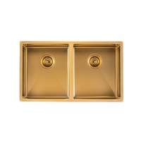 AGUZZO Stainless Steel Kitchen Sink - 770mm Double Bowl - Brushed Gold - Top/Under Mount