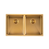 AGUZZO Stainless Steel Kitchen Sink - 820mm Double Bowl - Brushed Gold - Top/Under Mount