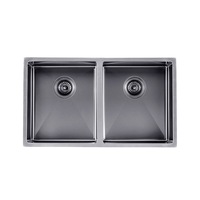 AGUZZO Stainless Steel Kitchen Sink - 820mm Double Bowl - Gunmetal Grey - Top/Under Mount