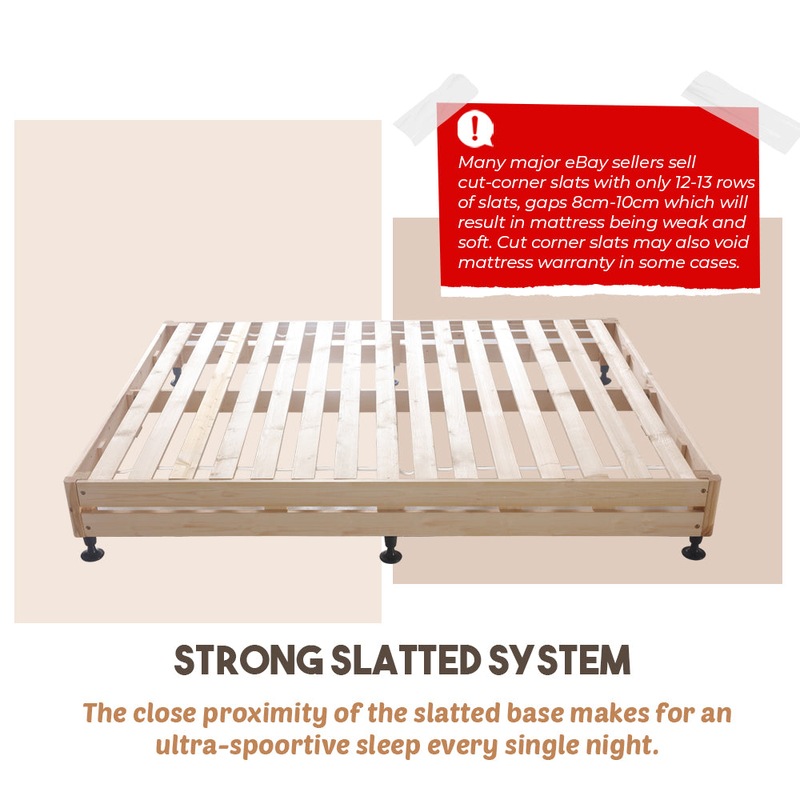 Buy Ensemble Mattress Bed Base Solid Timber Flat Slat Frame Support