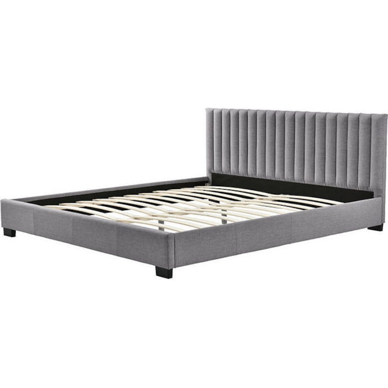 Buy Saba Matt Fabric King Size Bed Frame in Grey - MyDeal