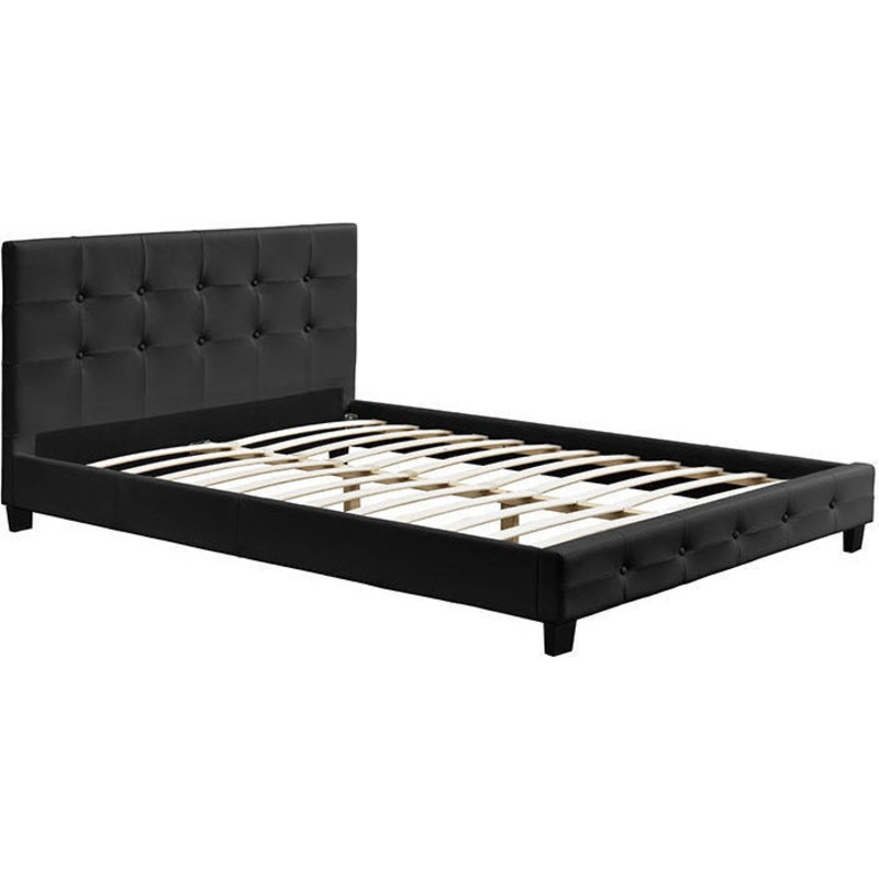 Buy Nadine King PU Leather Upholstered Bed Frame Black - MyDeal