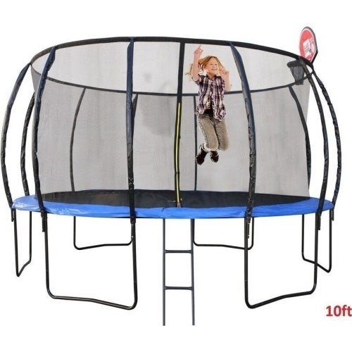 10ft Round Trampoline with Ladder & Basketball Hoop