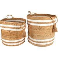Belle Jute Basket W/ Tassel Set of 2