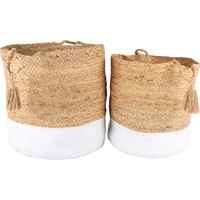 Clover Jute Basket W/ Tassel Set of 2