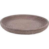 Danube Round Cement Ribbed Display Plate Light Grey