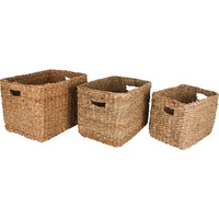 Iluka Seagrass Rectangle Basket With Handle Set of 3