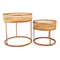Set of 2 Kalib Rattan & Bamboo Tables