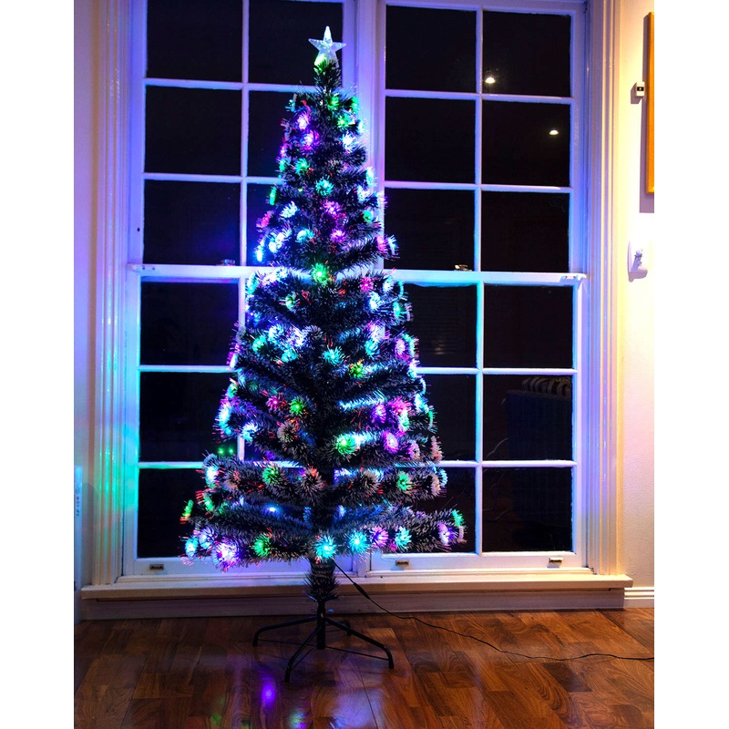 Buy 180cm Height Optic Fibre Snowy Christmas Tree with LED Light MyDeal