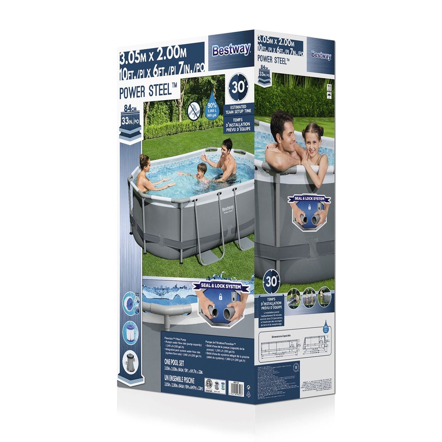 Bestway 10ft Power Steel Swimming Pool 3.05m x 2.0m x 84cm 5613Z