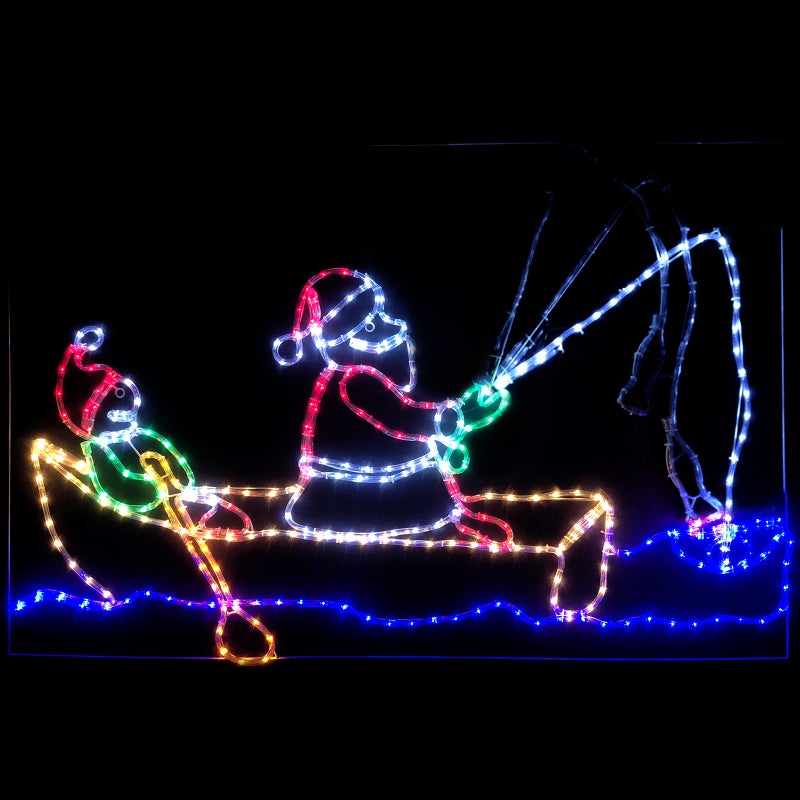 Buy Boat Fishing Santa and Elf 145x96cm LED Christmas Light