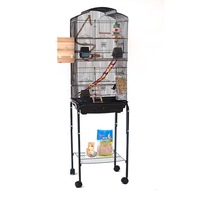 Dome Top High Bird Cage on Stand with Play Toys