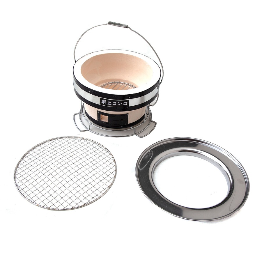 GTC Japanese Korean Ceramic Hibachi BBQ Table Grill Round with Protect Ring