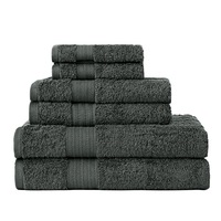 Luxury 6 Piece Soft and Absorbent Cotton Bath Towel Set - Charcoal