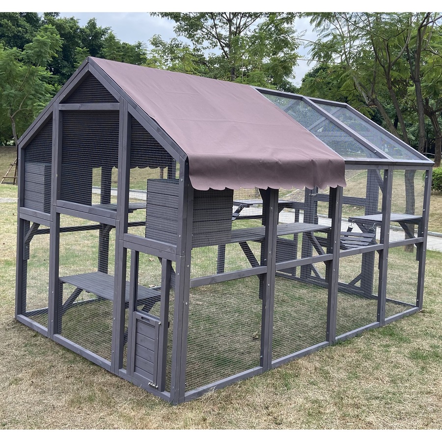 Walk In Wooden Catio Cat Enclosure Cage House 280x188cm