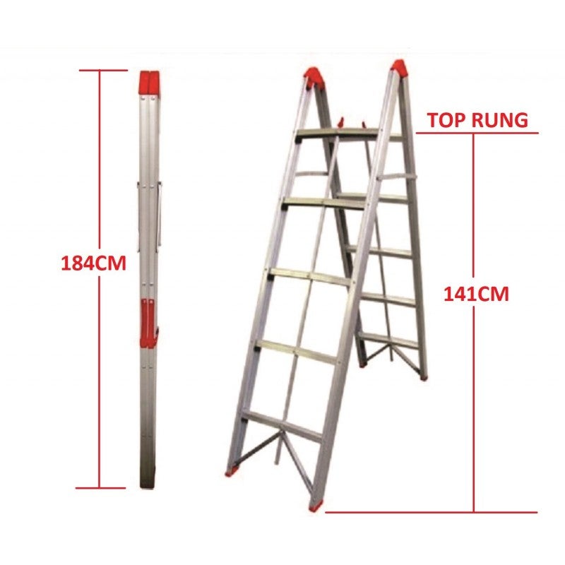 Aluminium Folding Ladder 5 Steps 1.41M