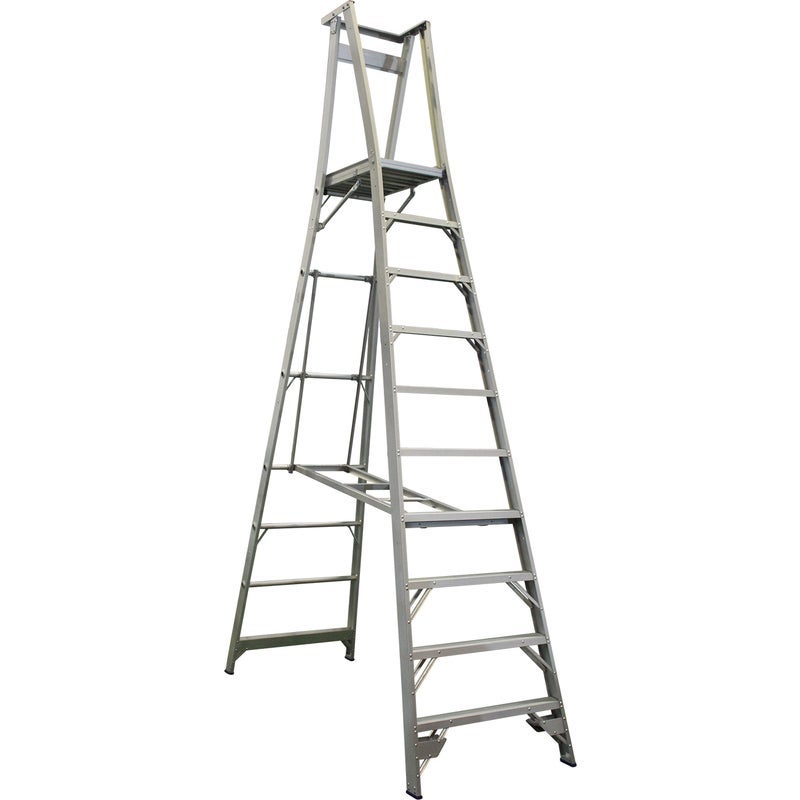 Indalex 10 Step Aluminium Platform Ladder w/ Wheels
