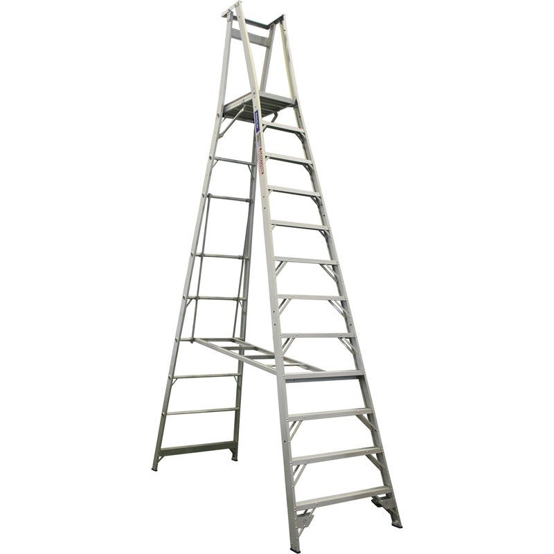 Indalex 12 Step Aluminium Platform Ladder w/ Wheels