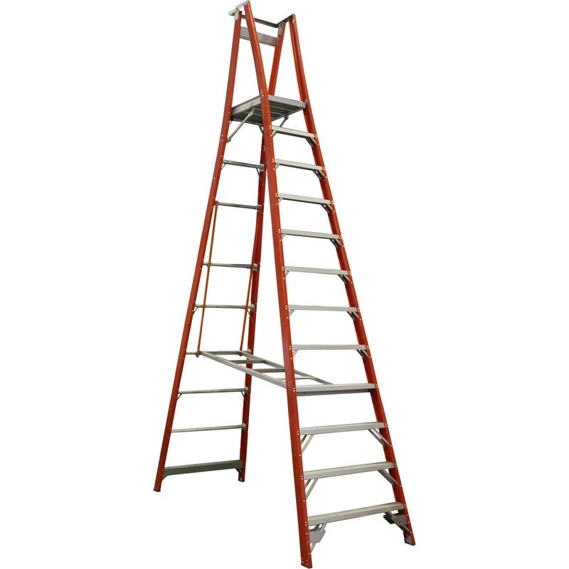 Indalex 12 Step Fibreglass Platform Ladder w Wheels
