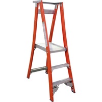 Indalex 3 Step Fibreglass Platform Ladder w/ Wheels