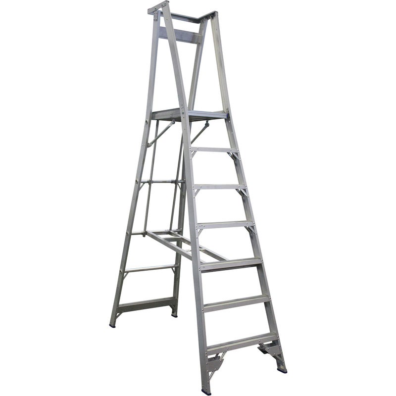 Indalex 7 Step Aluminium Platform Ladder w/ Wheels