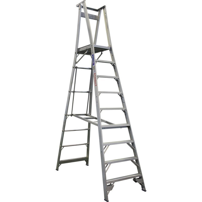 Indalex 9 Step Aluminium Platform Ladder w/ Wheels