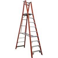 Indalex 9 Step Fibreglass Platform Ladder w/ Wheels