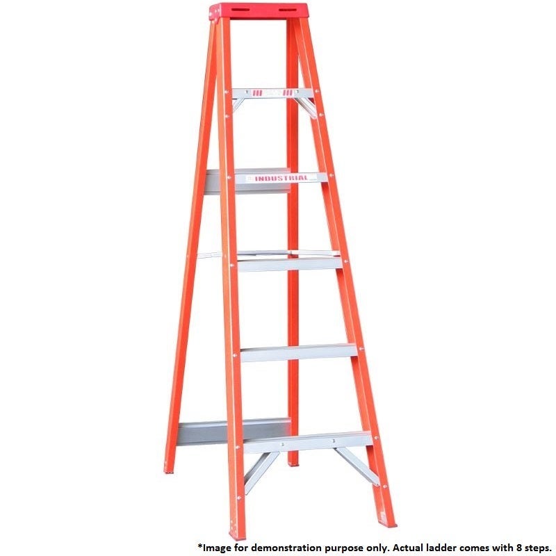 Indalex Single Sided Fibreglass 8 Step Ladder 2.4m