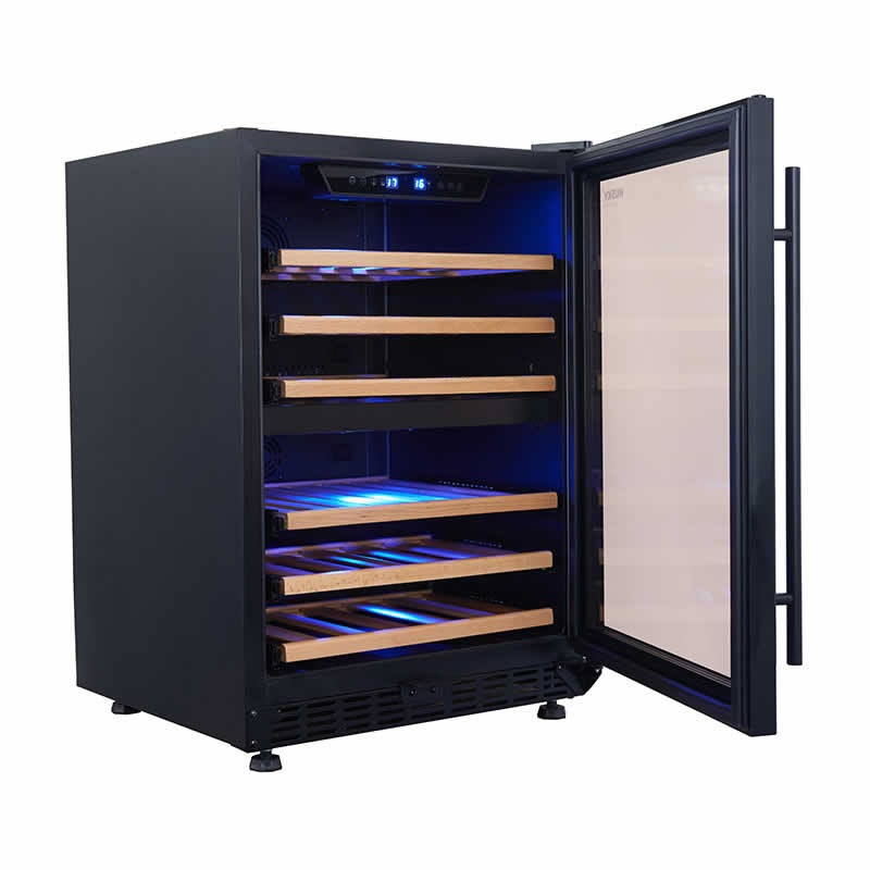 Husky Vino Pro Dual Zone Under Counter Wine Fridge in Black Door Trim