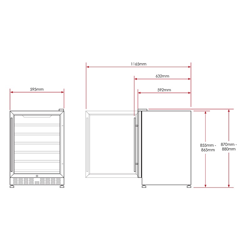 Buy Husky Vino Pro 154L Dual Zone Under Counter Wine Fridge in Black