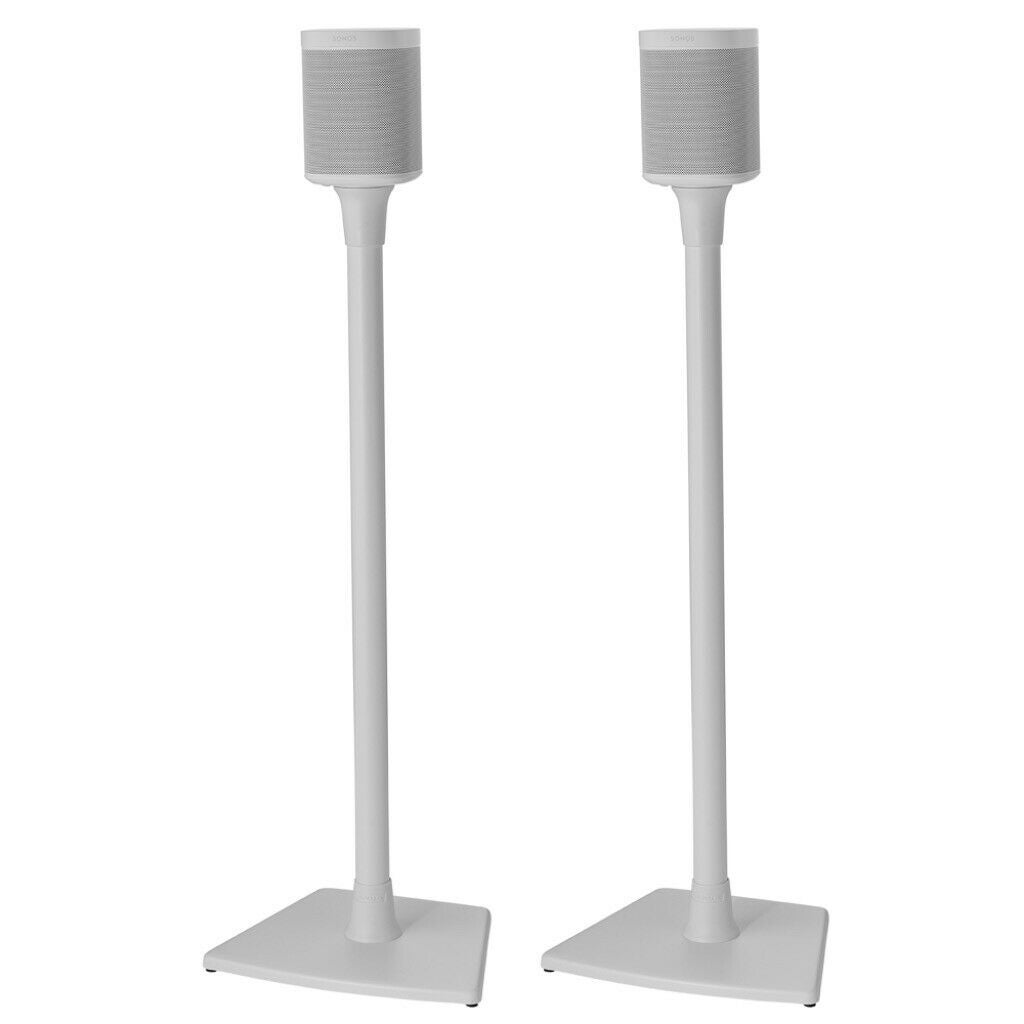 Pair Of Sanus Speaker Stands For Sonos One, SL, Play:1 & Play:3 in White