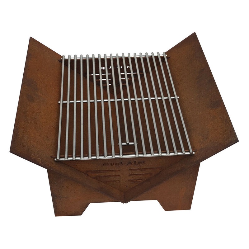 Buy Smart Wood/Charcoal BBQ Fire Pit In Rusted Finish With Carry Bag