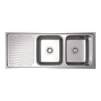 Tisira 118cm 2 Bowl Stainless Steel Kitchen Sink With Left Hand Drainer (TSLE1180L)