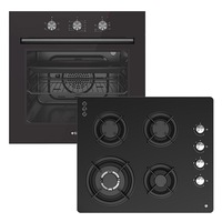 Tisira 60cm Black Built-In Oven & 60cm Black Glass Gas Cooktop Kitchen Bundle