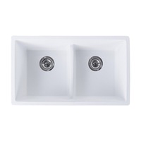 Tisira 79cm Double Bowl White Granite Kitchen/Laundry Sink (TSG790WH)