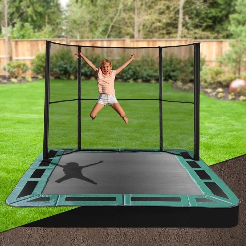Half Enclosed Trampoline 8x11ft Mydeal, Rectangle In Ground Trampoline Australia