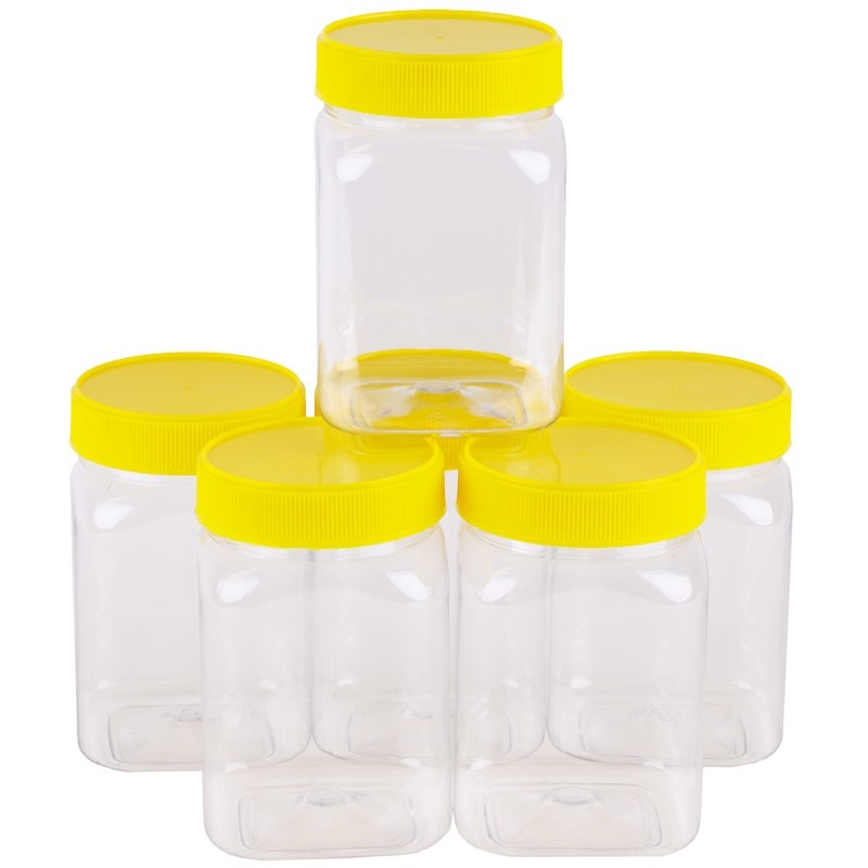 Carton 210pcs Square Honey Container 500g Jar and Lid with Yellow Lid