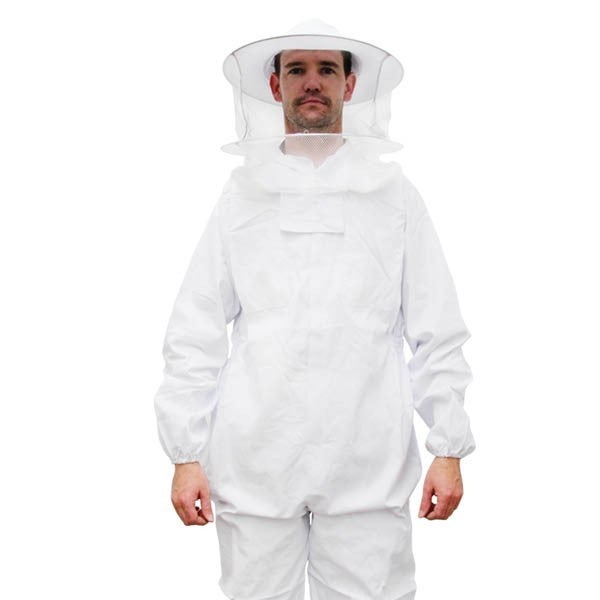 Full Body Cotton Bee Suit w/ Wide Brim Hat - Large