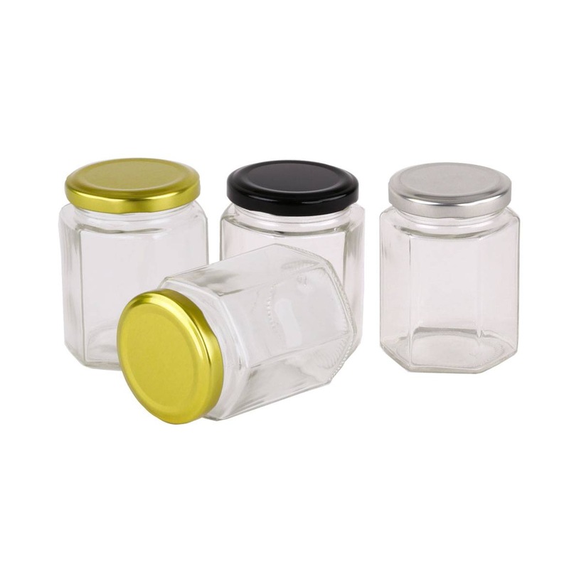 Buy Glass Jars Hexagonal 120 pcs with with Metal Lids 180ml MyDeal