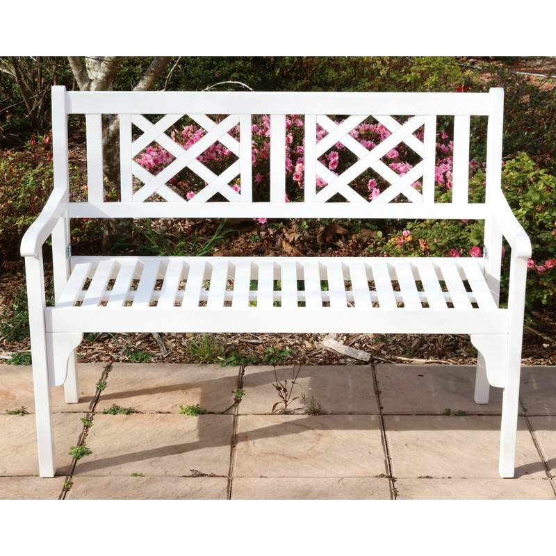 Buy Outdoor Hardwood Timber Garden Bench 2 Seater White MyDeal