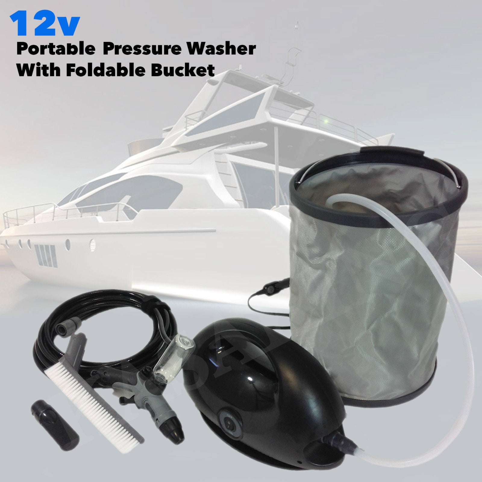 12v High Pressure Portable Washer, 60w Pump Kit Boat, Marine, Car, Caravan, Pump