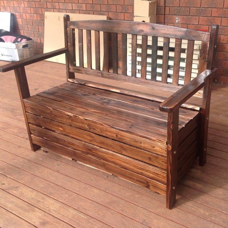 Outdoor Bench With Storage Compartment, Resin Garden Bench With Storage