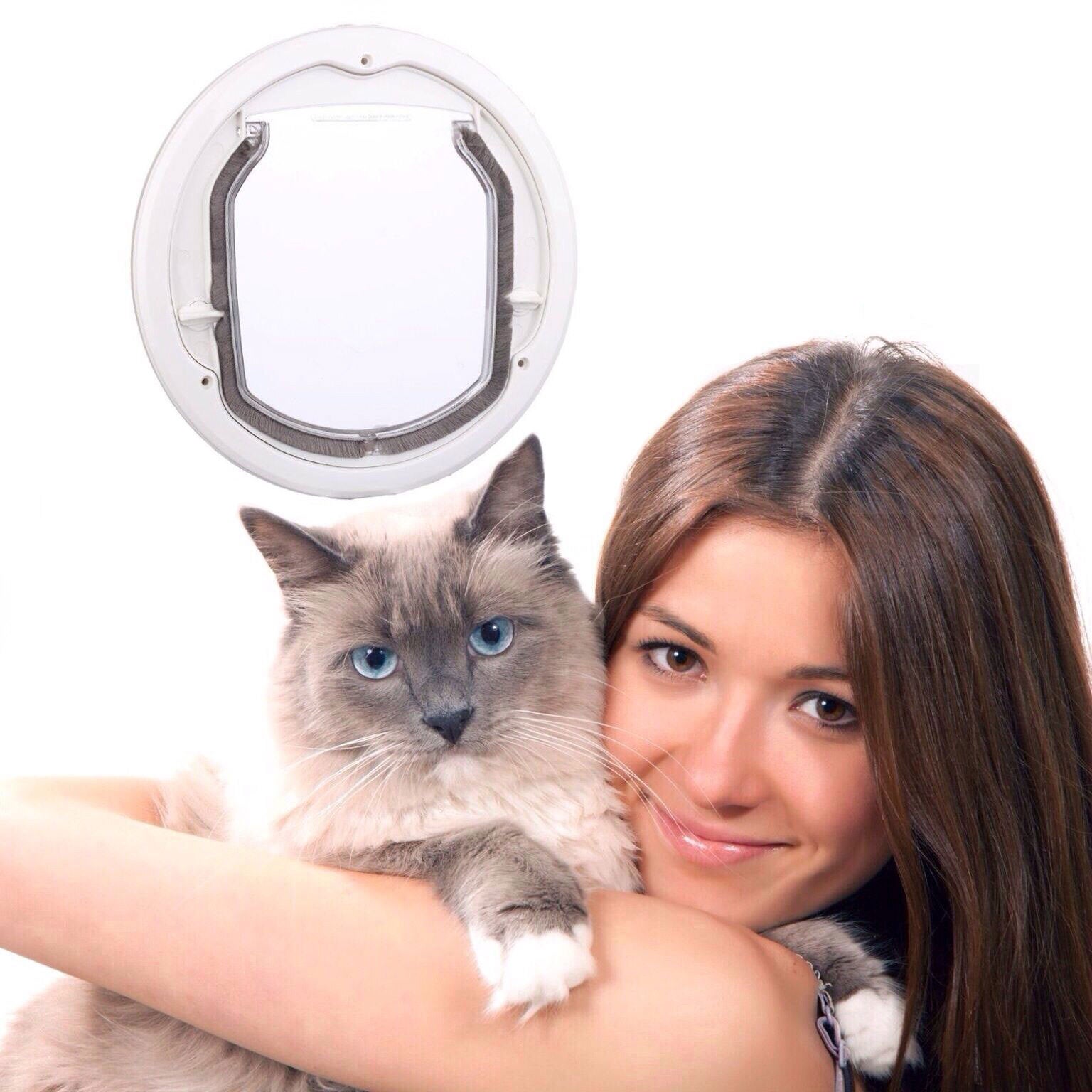 KASA Pet Small Dog Cat Door Colour Sliding Door Safe Security Lockable White