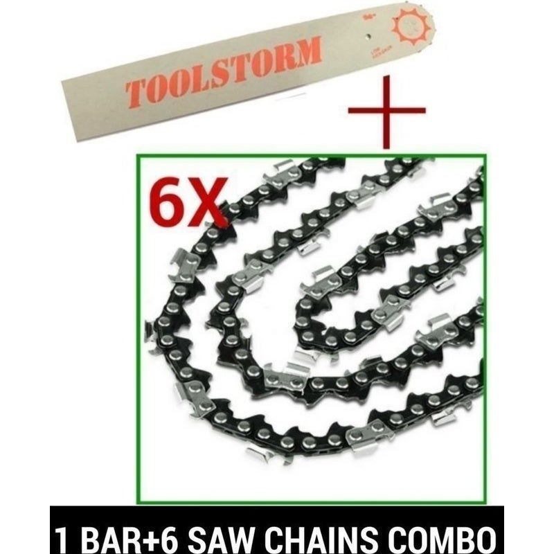 6x Chainsaw Chains w/ 20in Bar for 0.058 Gauge 72DL