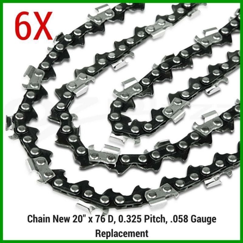 6pc Chainsaw Chains for 20in Bar 0.058in Gauge 76DL
