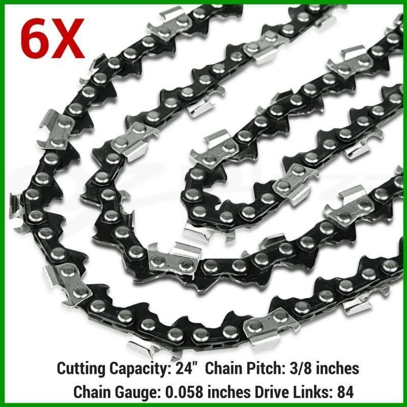 6pc Chainsaw Chains for 24in Bar 0.058in Gauge 84DL