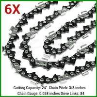 6pc Chainsaw Chains for 24in Bar 0.058in Gauge 84DL