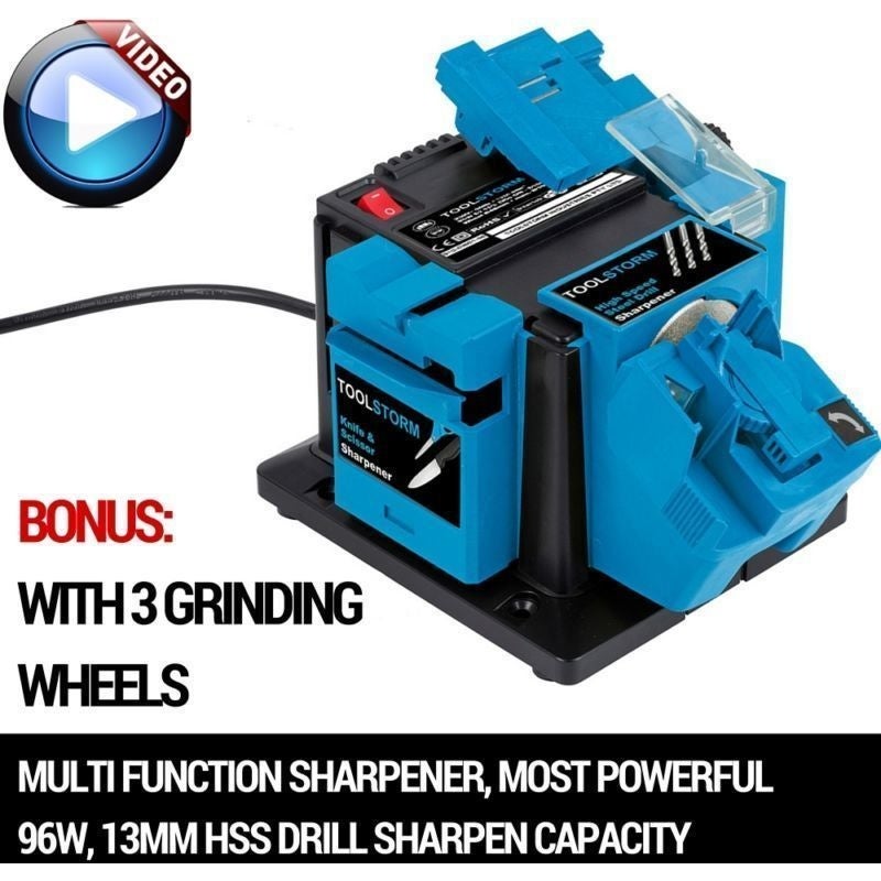 Multi Function Sharpener with 3 Grinding Wheels 96W