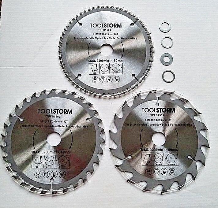 3PC TCT CIRCULAR SAW BLADES 150MM 18T 30T 60T ARBOR 20/16/15.88/12.75/10mm  Australia