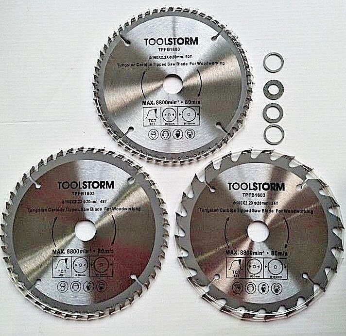3PC TCT CIRCULAR SAW BLADES 160MM 24T 48T 60T ARBOR 20/16/15.88/12.75/10mm  Australia